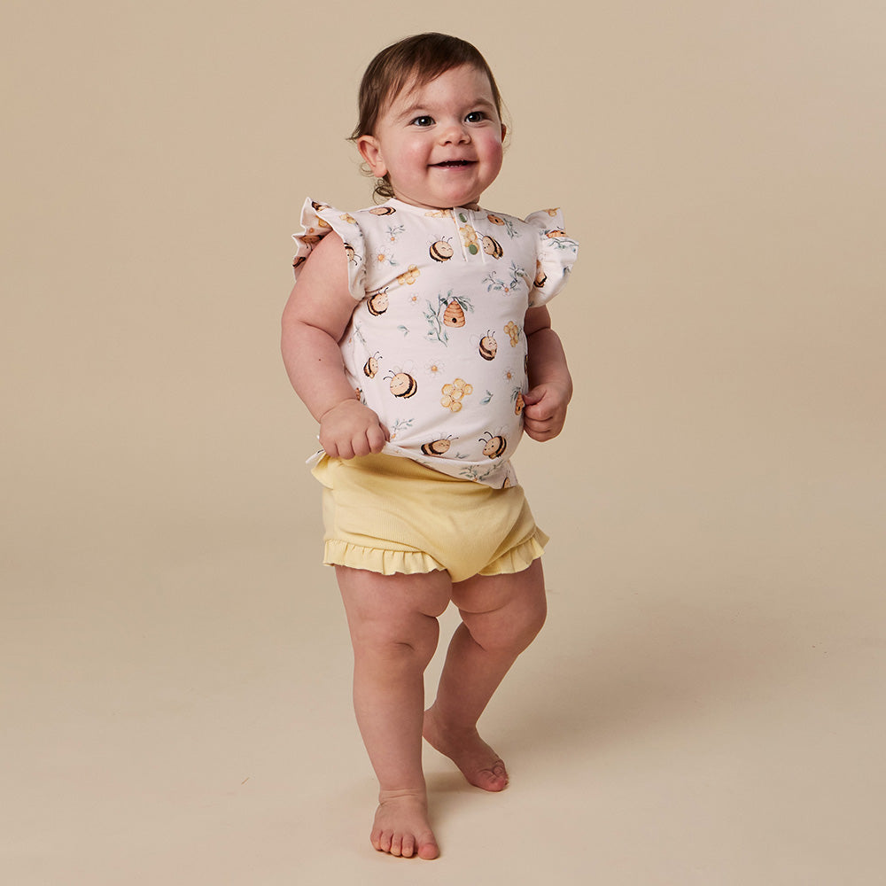Bumblebees Organic Short Sleeve Top with Frill - View 13