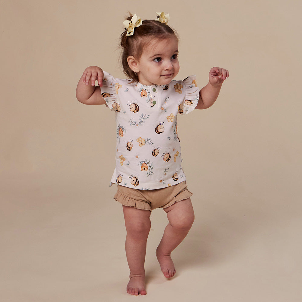 Bumblebees Organic Short Sleeve Top with Frill - View 12