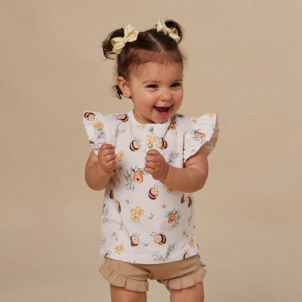 Bumblebees Organic Short Sleeve Top with Frill - View 10