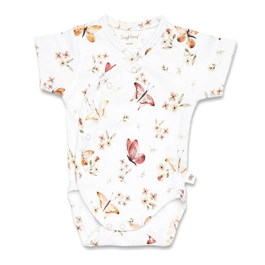 Butterfly Short Sleeve Organic Kimono Bodysuit | Snuggle Hunny