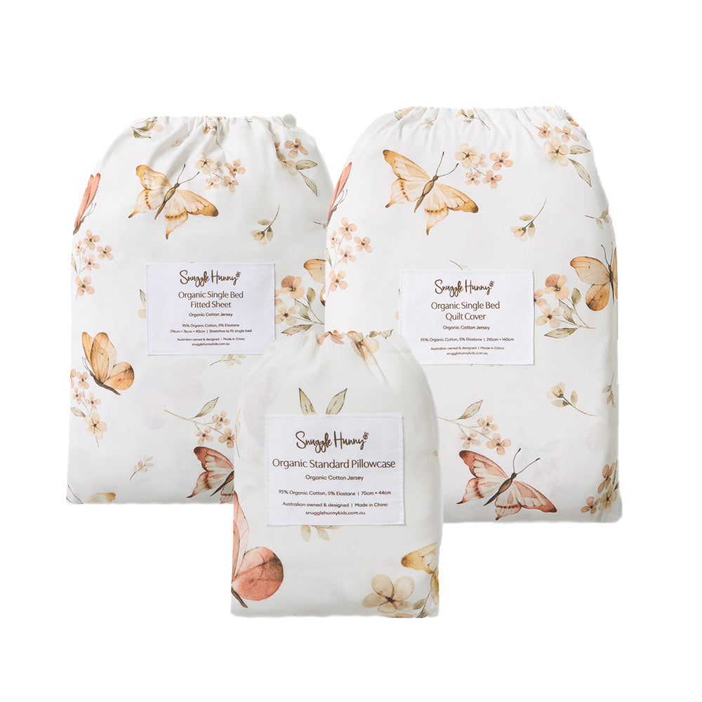 Bundle - Butterfly Single Bedding - 1 x Sheet + 1 x Quilt Cover + 1 x Pillowcase - View 1