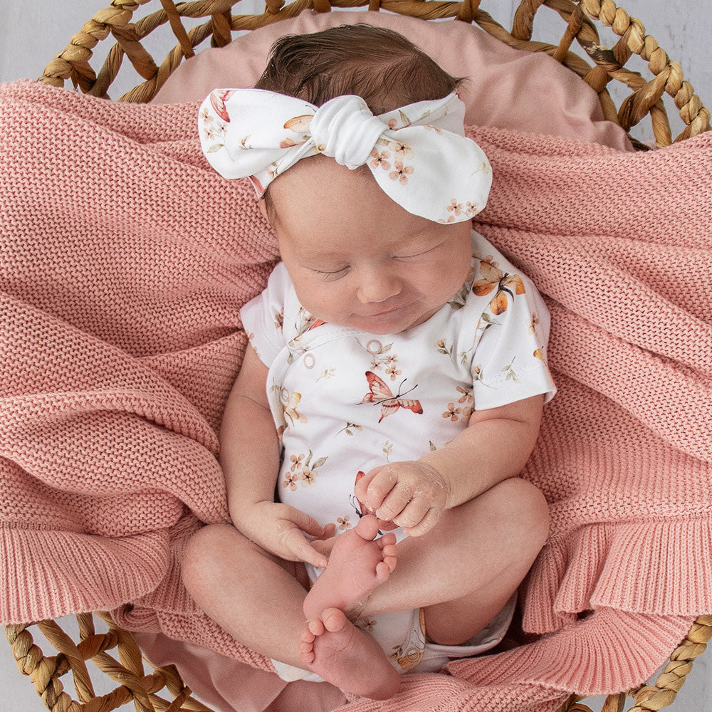 Butterfly Short Sleeve Organic Kimono Bodysuit - View 7