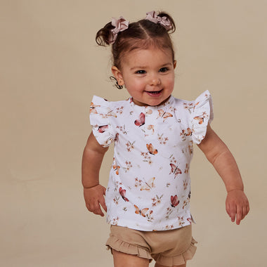 Butterfly Organic Short Sleeve Top with Frill | Snuggle Hunny