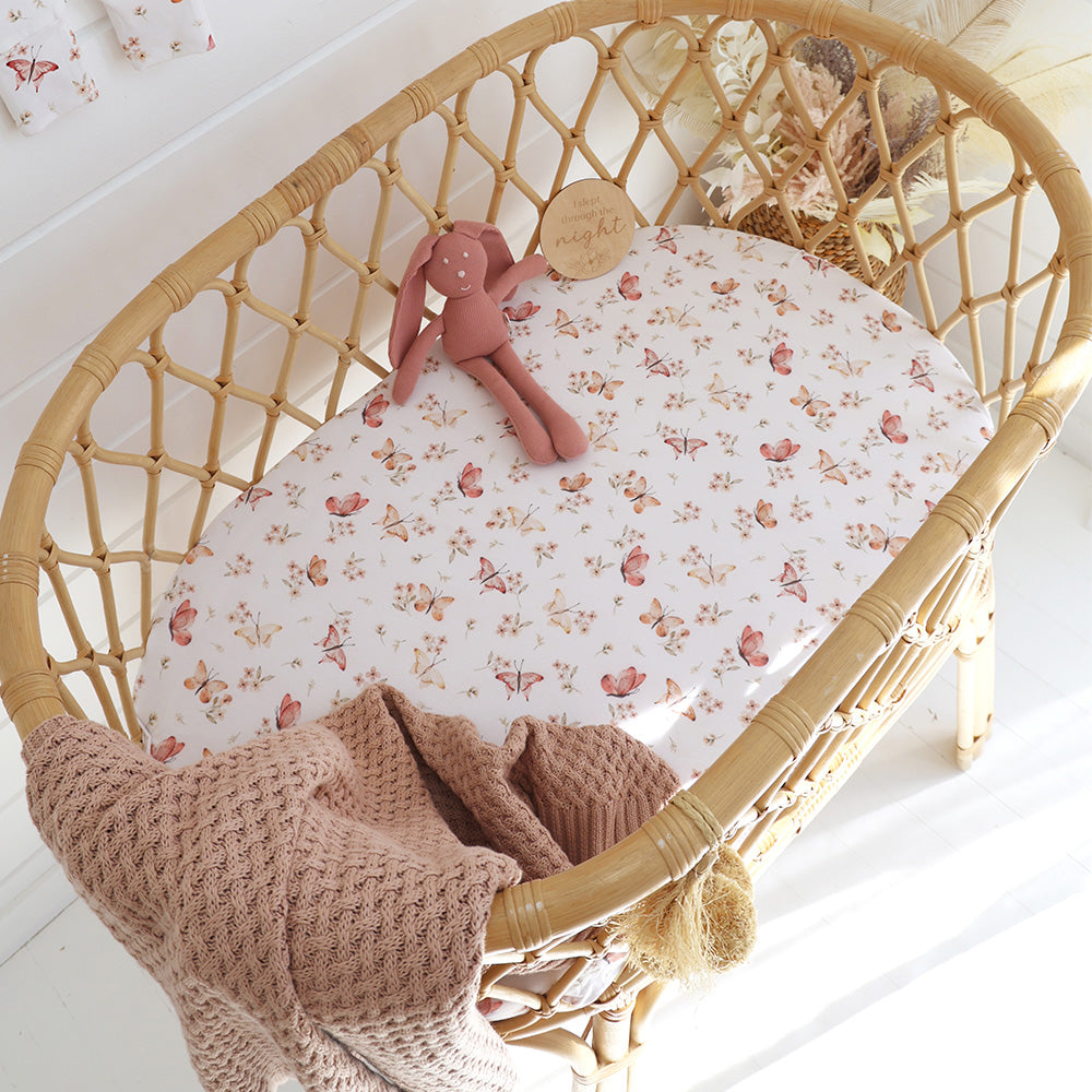Butterfly Organic Bassinet Sheet / Change Pad Cover - View 1