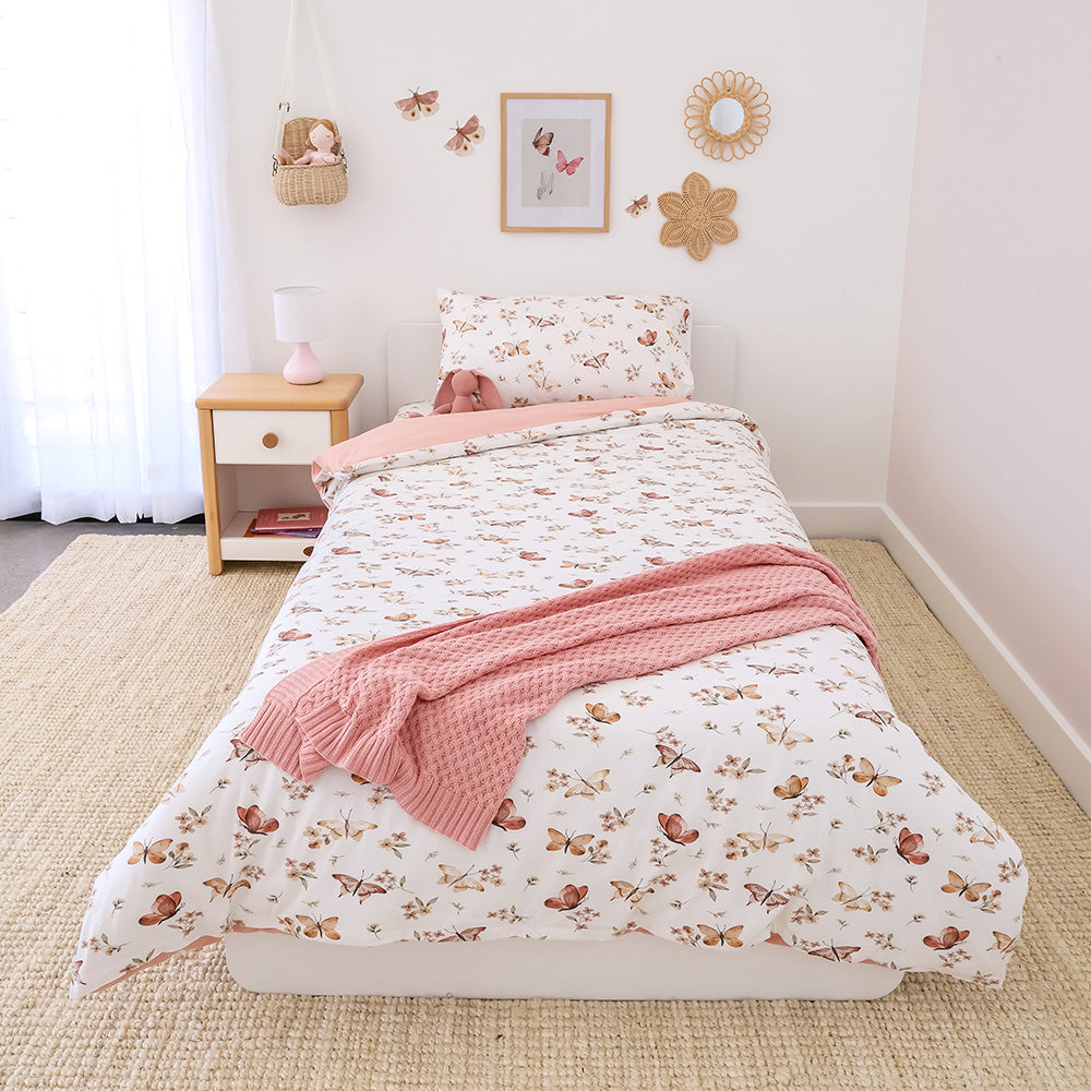 Bundle - Butterfly King Single Bedding - 1 x Sheet + 1 x Quilt Cover + 1 x Pillowcase - View 3