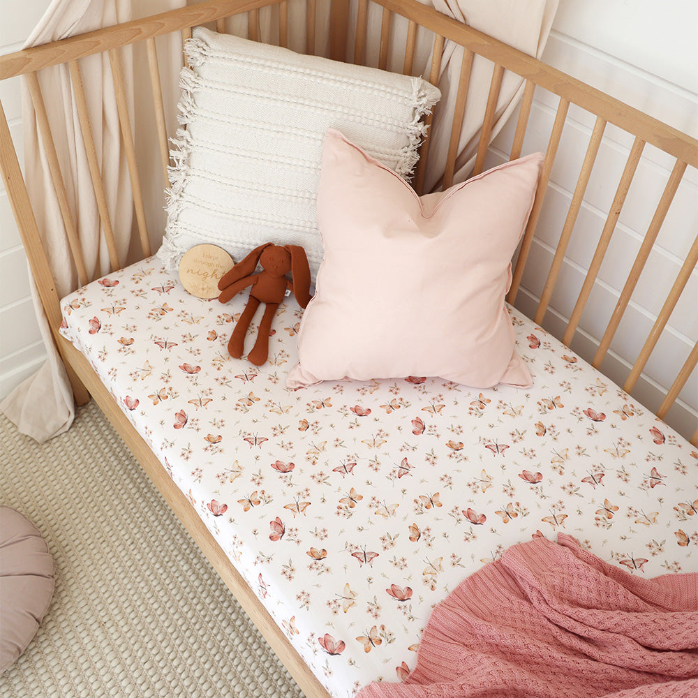 Butterfly Organic Fitted Cot Sheet - View 1
