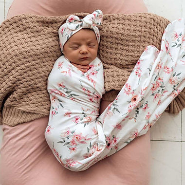 Camille Organic Jersey Wrap & Topknot Set-Snuggle Hunny