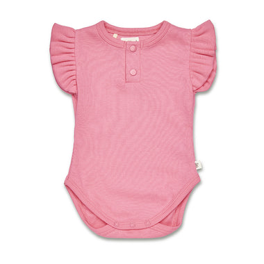 Candy Rib Short Sleeve Organic Bodysuit with Frill | Snuggle Hunny