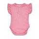 Candy Rib Short Sleeve Organic Bodysuit with Frill - Thumbnail 2