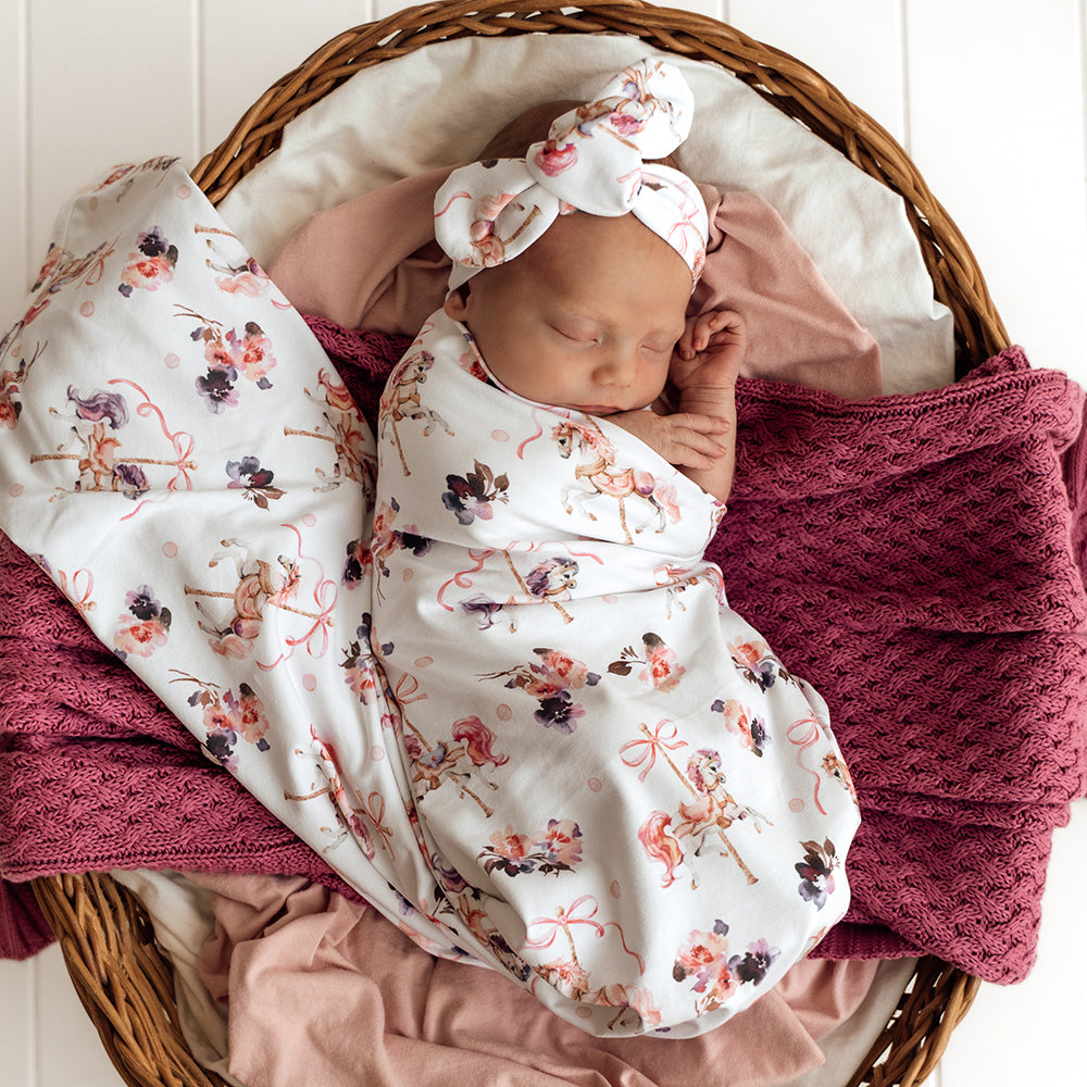 Carousel Organic Jersey Wrap & Topknot Set - View 3