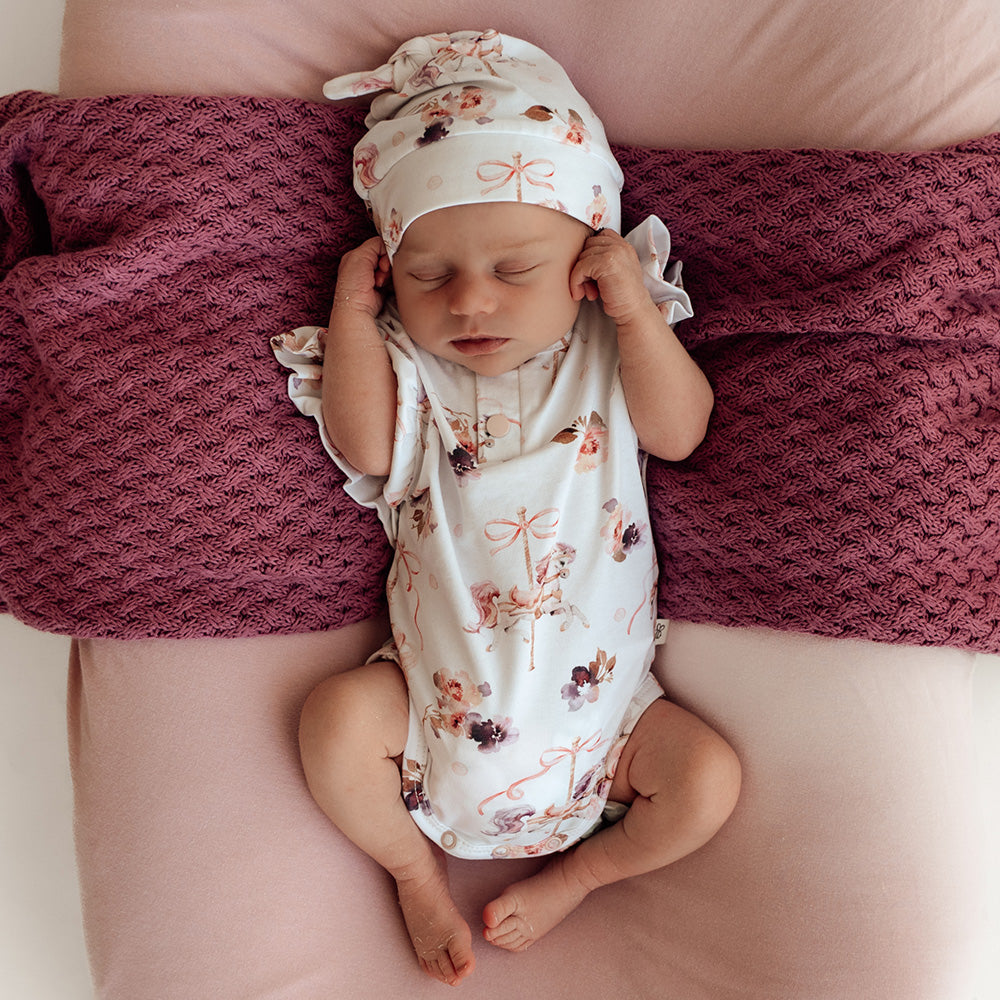 Carousel Short Sleeve Organic Bodysuit with Frill - View 5