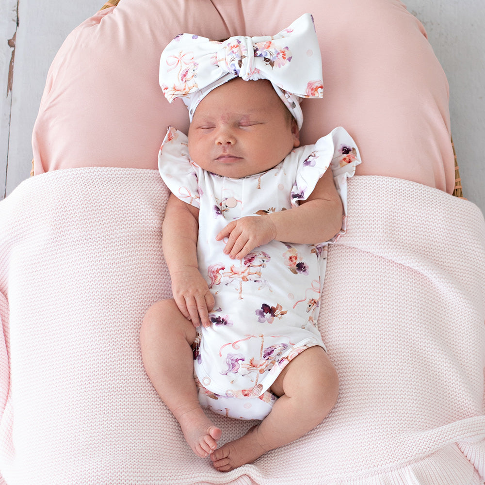 Carousel Short Sleeve Organic Bodysuit with Frill - View 7