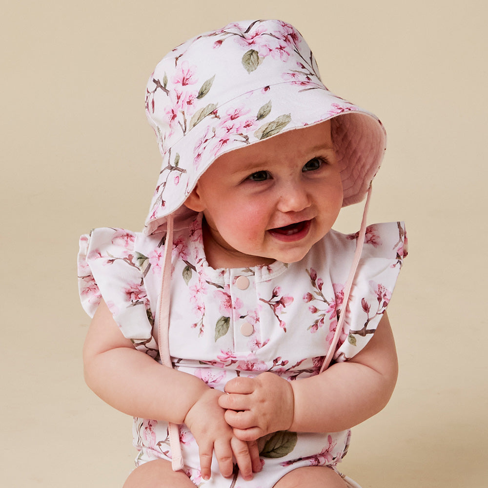 Cherry Blossom Reversible Cotton Bucket Hat - View 4