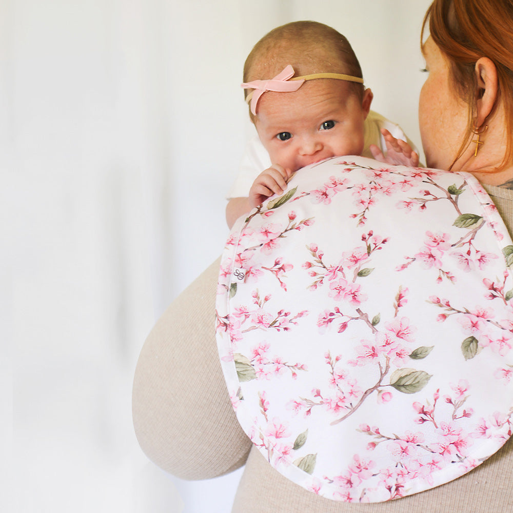 Cherry Blossom Organic Cotton Burp Cloth - View 1