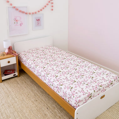 Cherry Blossom Organic Cotton Fitted Sheet | Snuggle Hunny