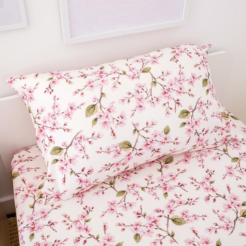 Cherry Blossom Organic Cotton Single Pillowcase - View 1