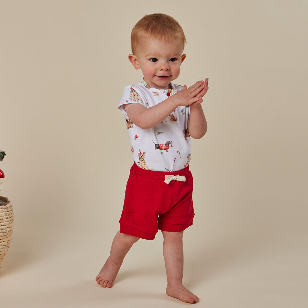 Christmas Pups Short Sleeve Organic Bodysuit - View 6