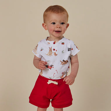 Christmas Pups Short Sleeve Organic Bodysuit | Snuggle Hunny