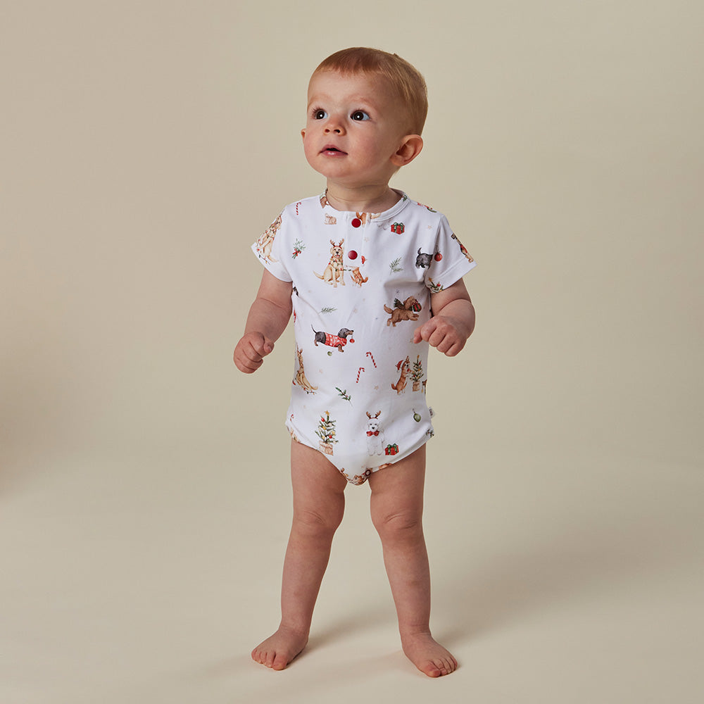 Christmas Pups Short Sleeve Organic Bodysuit - View 8