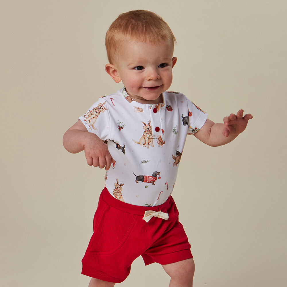 Christmas Pups Short Sleeve Organic Bodysuit - View 12