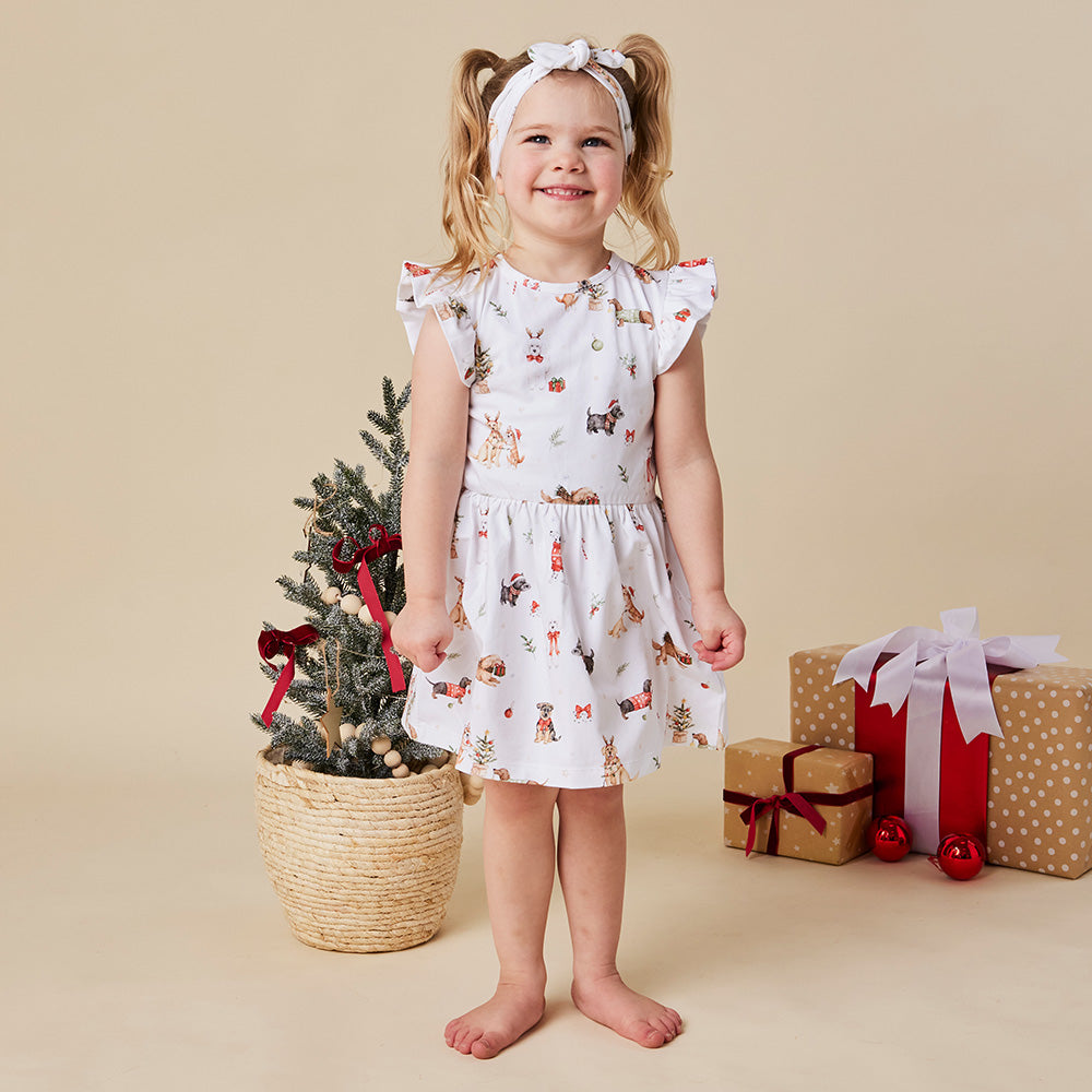 Christmas Pups Short Sleeve Organic Dress - View 7