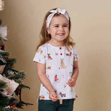 Christmas Pups Organic Short Sleeve Top | Snuggle Hunny