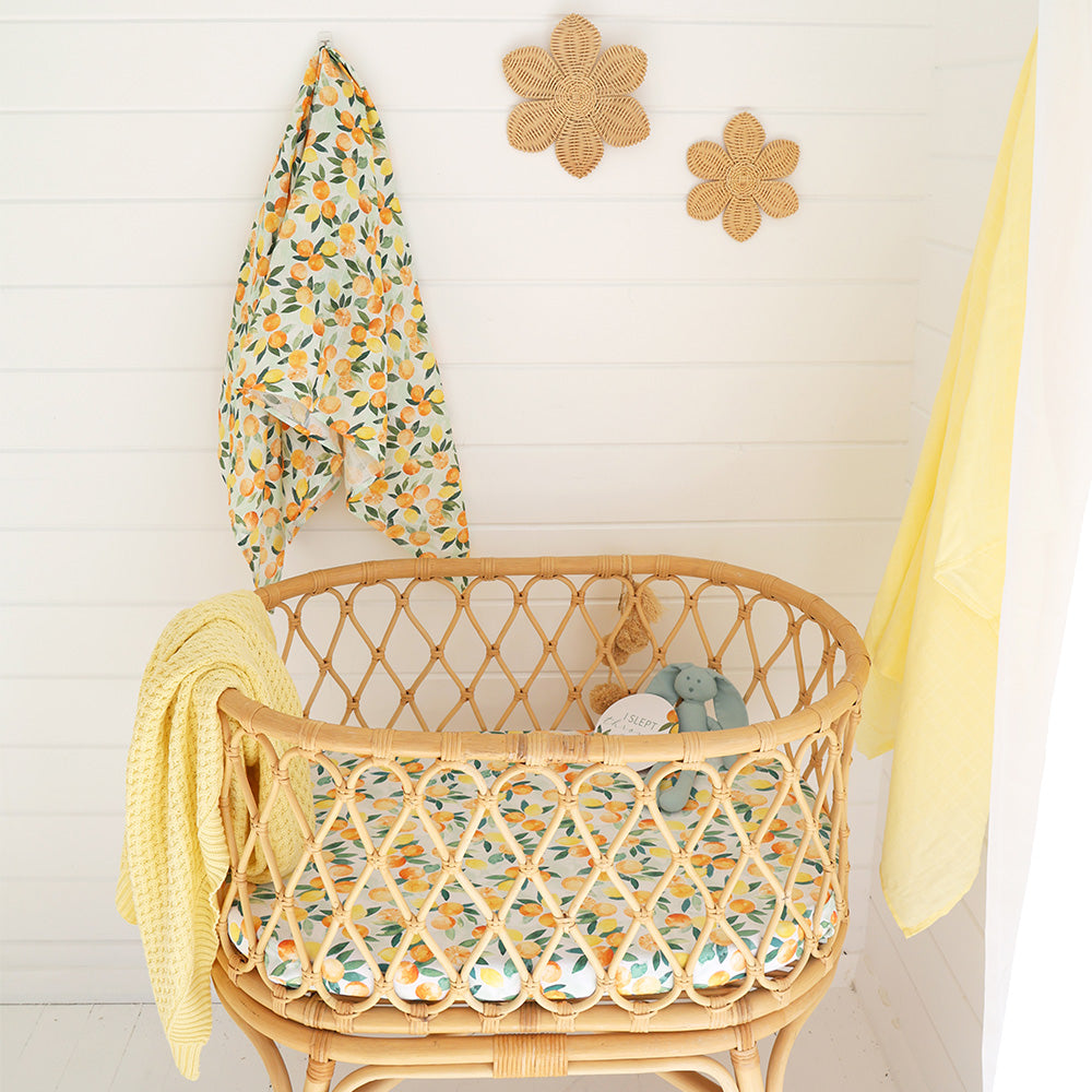 Citrus Squeeze Organic Bassinet Sheet / Change Pad Cover - View 5