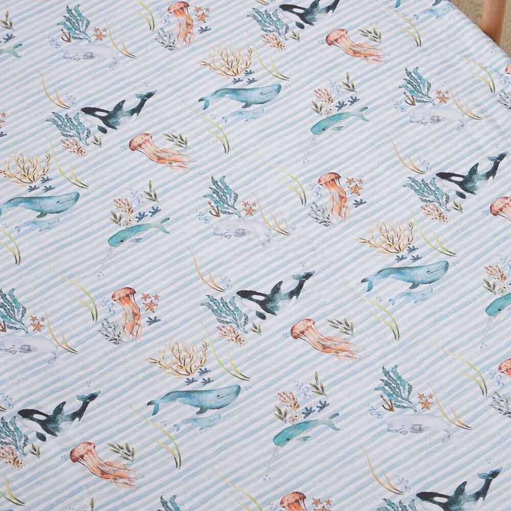 Whale Organic Fitted Cot Sheet - View 2