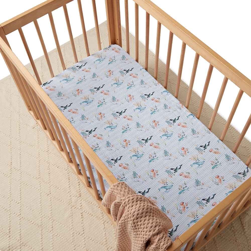 Whale Organic Fitted Cot Sheet - View 3