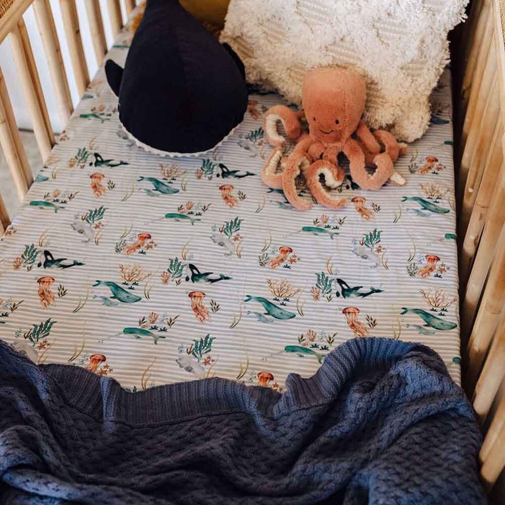 Whale Organic Fitted Cot Sheet - View 6