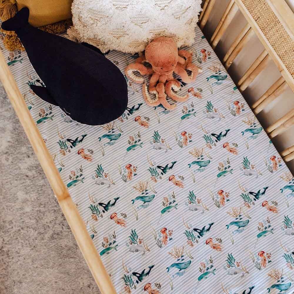 Whale Organic Fitted Cot Sheet - View 8