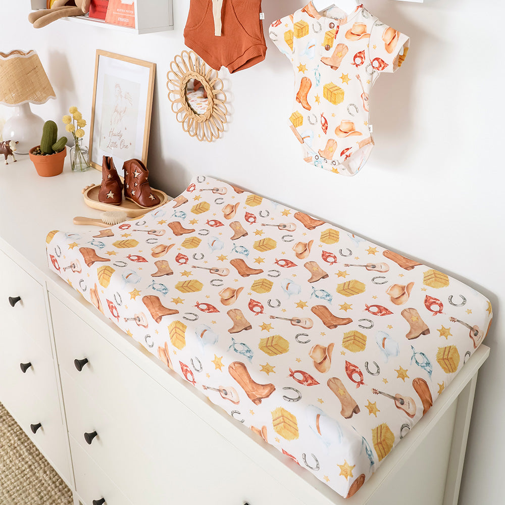Cowboys Organic Bassinet Sheet / Change Pad Cover - View 3