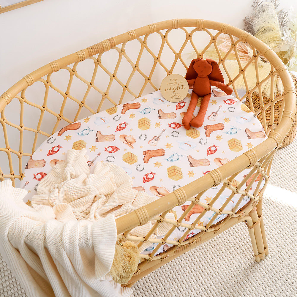 Cowboys Organic Bassinet Sheet / Change Pad Cover - View 1
