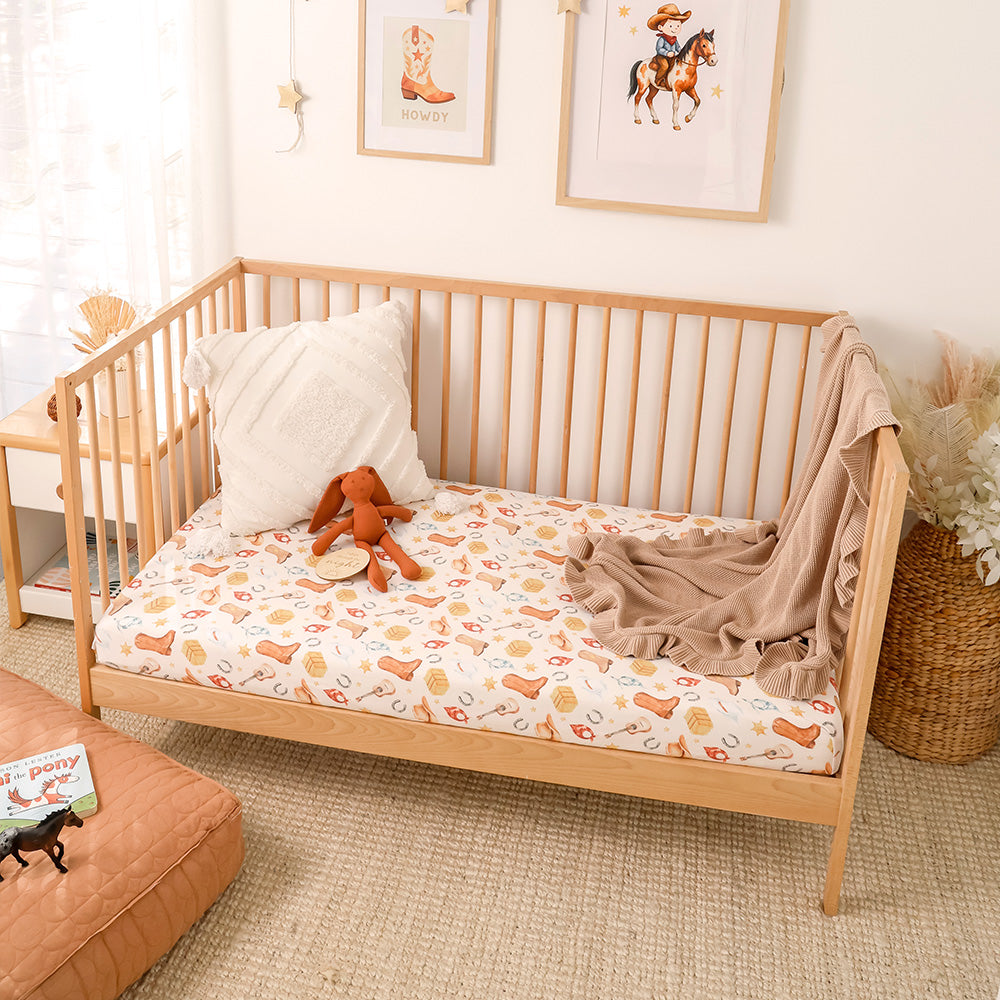 Cowboys Organic Fitted Cot Sheet - View 1