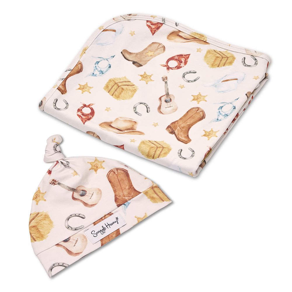 Cowboys Organic Jersey Wrap & Beanie Set - View 2