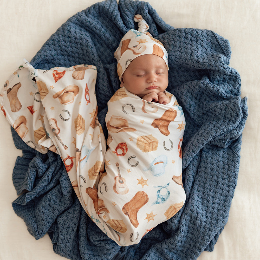 Cowboys Organic Jersey Wrap & Beanie Set - View 4