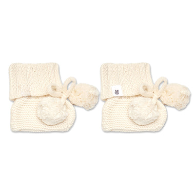 Cream Organic Cotton Knit Booties | Snuggle Hunny