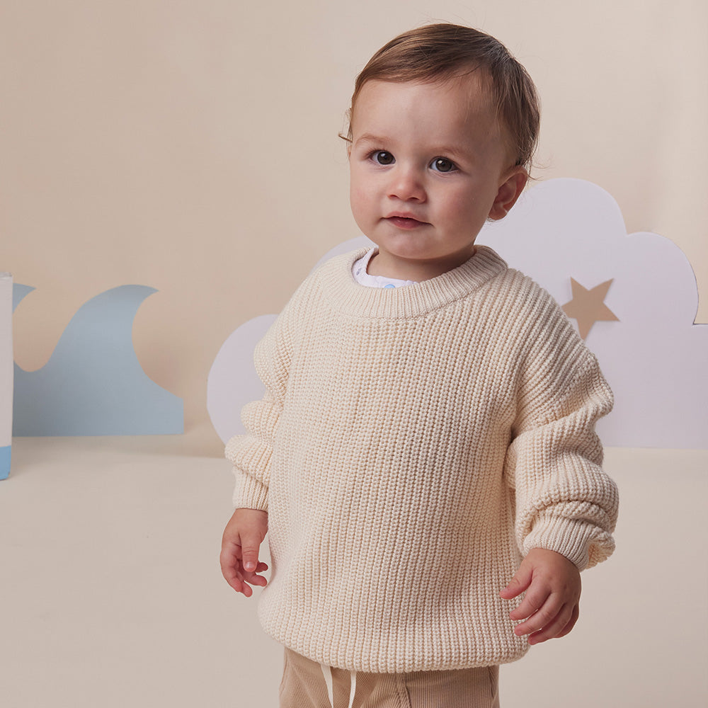 Cream Oversized Cotton Knit Jumper - View 4