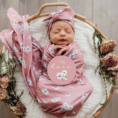 Daisy Baby Jersey Wrap & Topknot Set-Snuggle Hunny