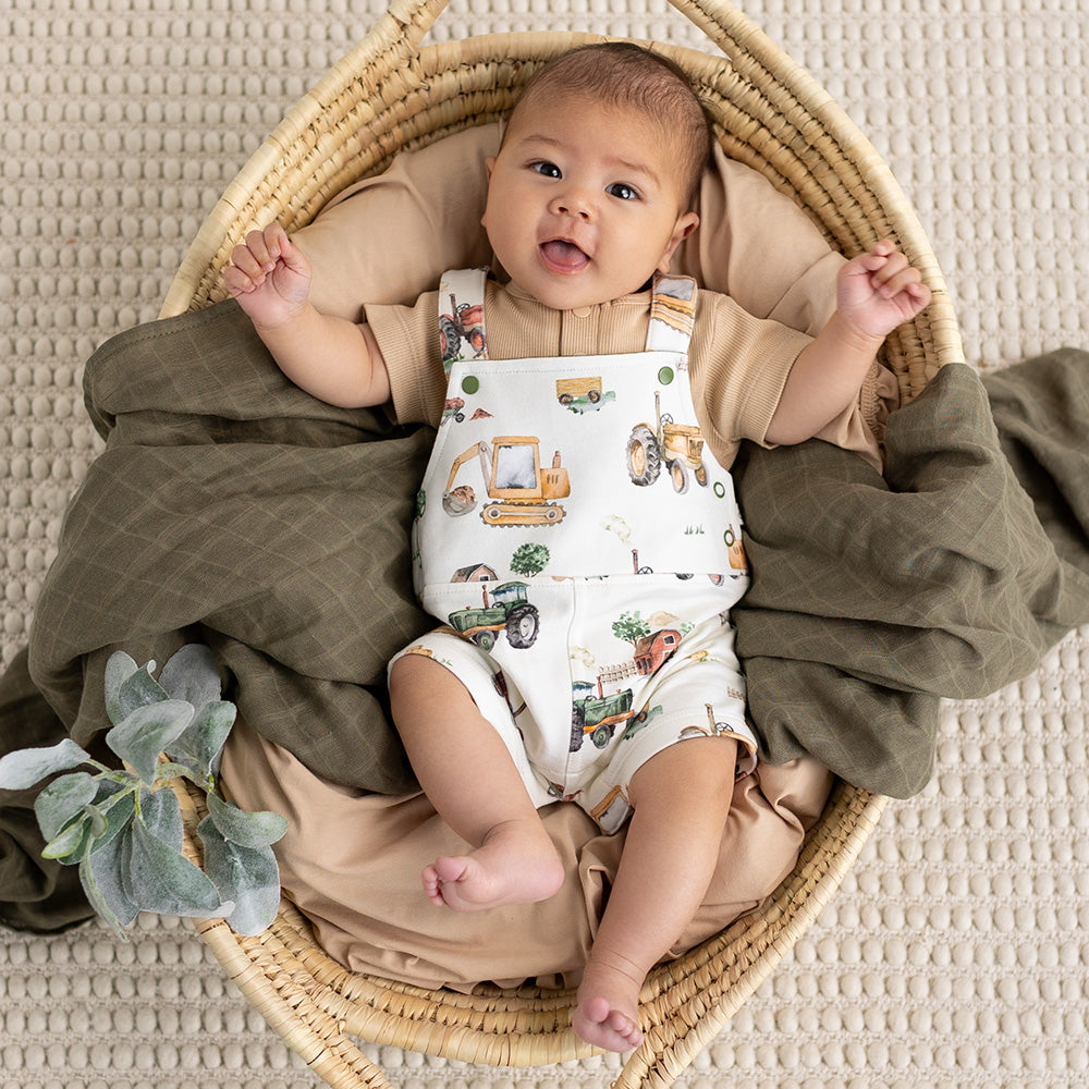 Diggers & Tractors Organic Snuggle Overall Shorts - View 12