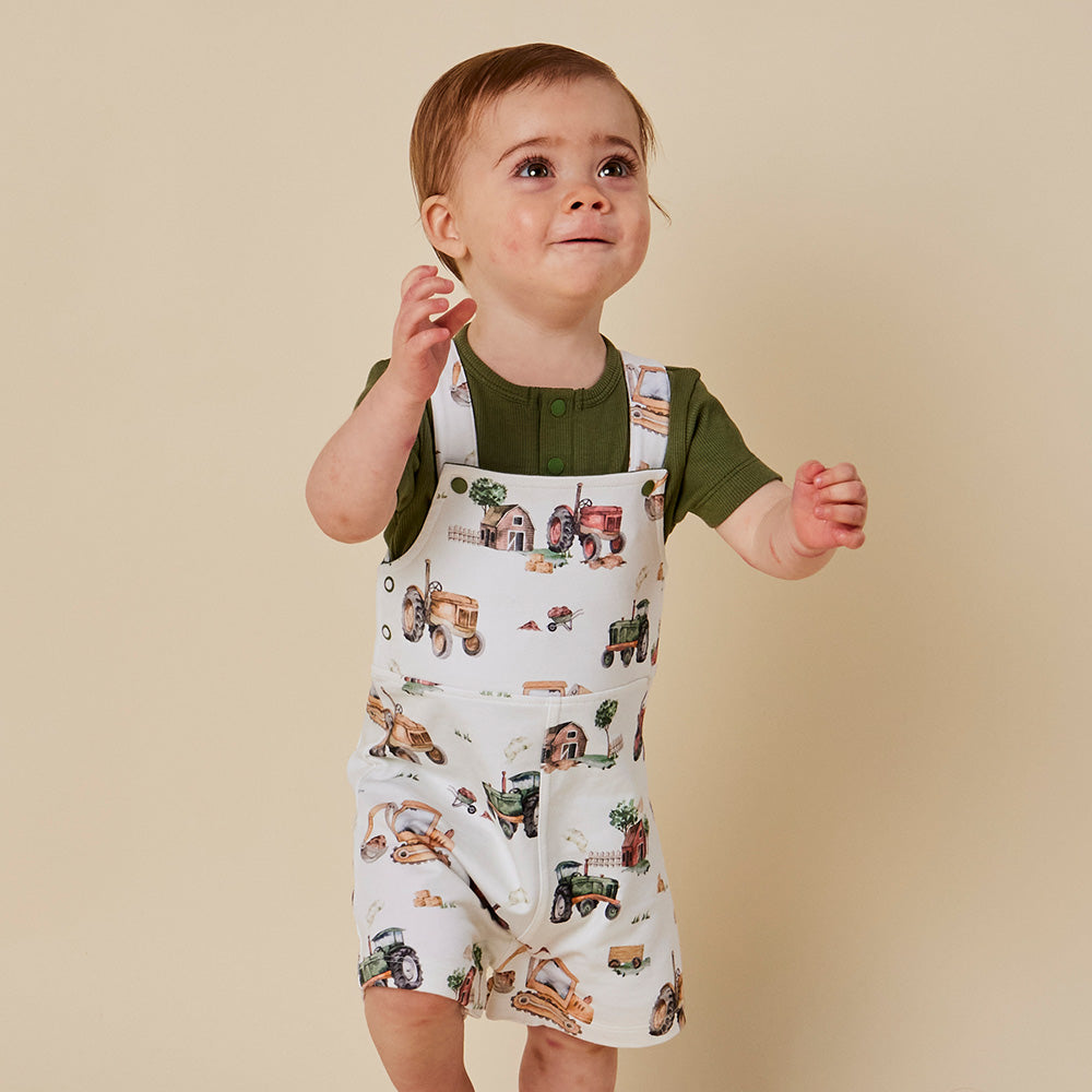 Diggers & Tractors Organic Snuggle Overall Shorts - View 4