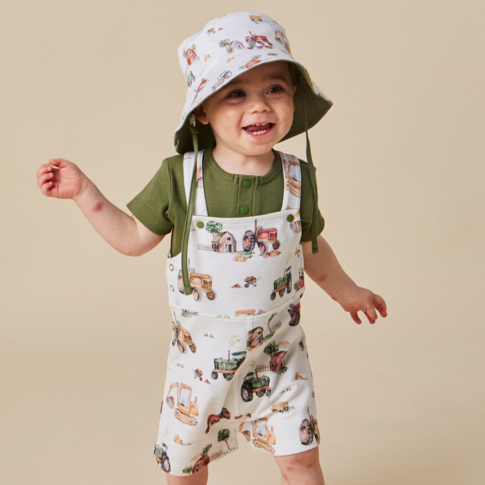 Diggers & Tractors Organic Snuggle Overall Shorts - View 3