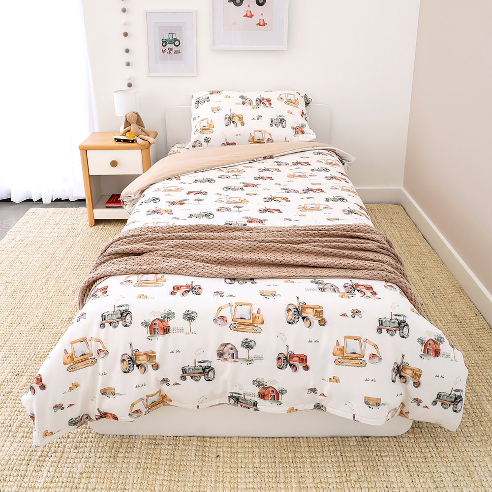 Diggers & Tractors Organic Cotton Quilt Cover - View 4
