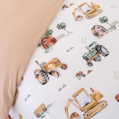 Diggers & Tractors Organic Cotton Quilt Cover | Snuggle Hunny