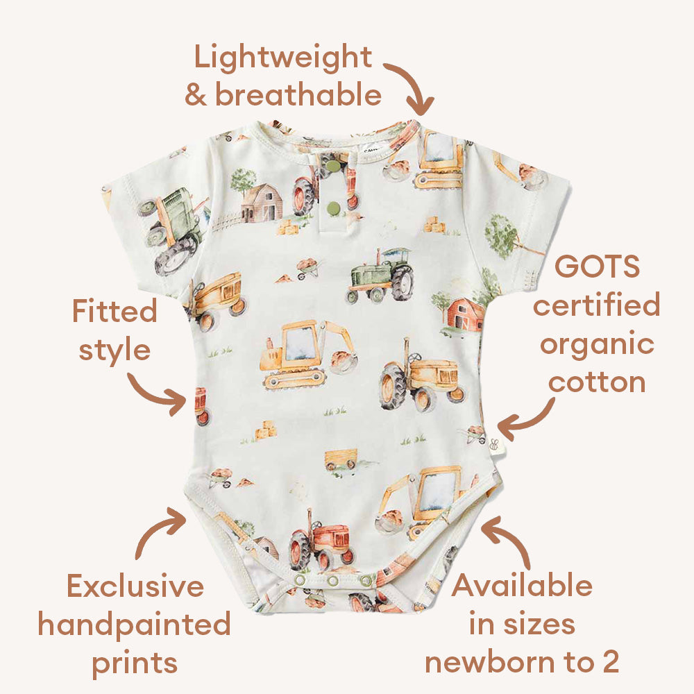 Diggers & Tractors Short Sleeve Organic Bodysuit - View 4