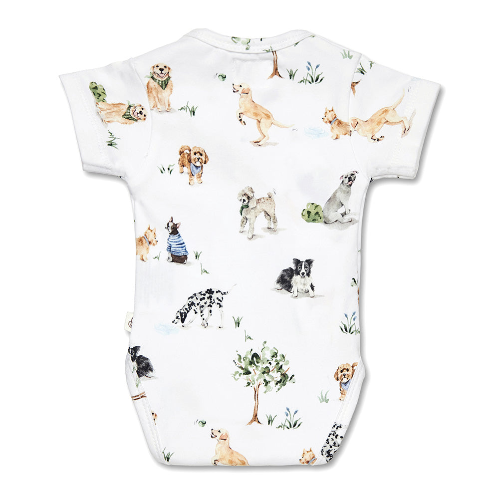 Dog Park Short Sleeve Organic Kimono Bodysuit - View 9