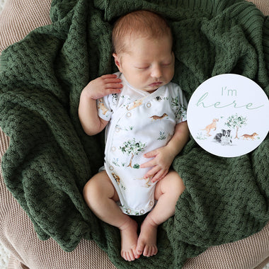 Dog Park Short Sleeve Organic Kimono Bodysuit | Snuggle Hunny