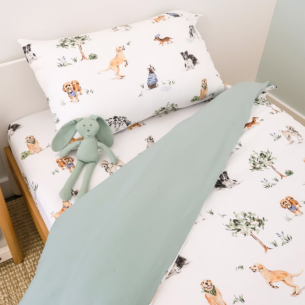 Bundle - Dog Park King Single Bedding - 1 x Sheet + 1 x Quilt Cover + 1 x Pillowcase - View 2