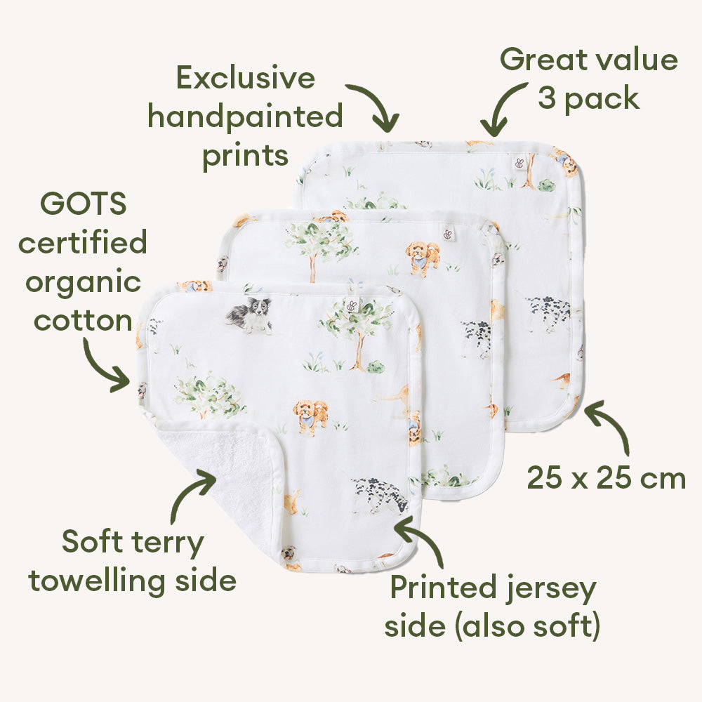 Dog Park Organic Wash Cloths - 3 Pack - View 2