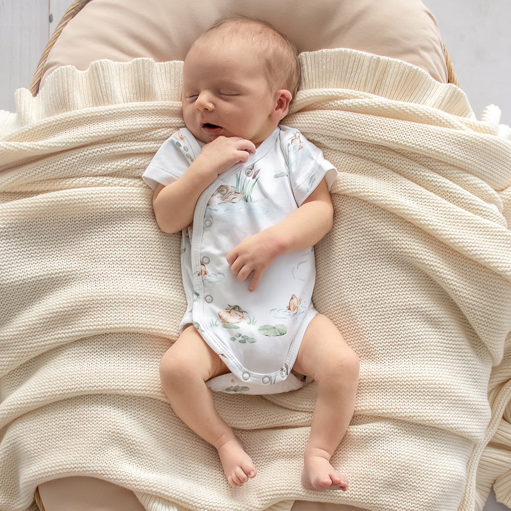 Duck Pond Short Sleeve Organic Kimono Bodysuit - View 6